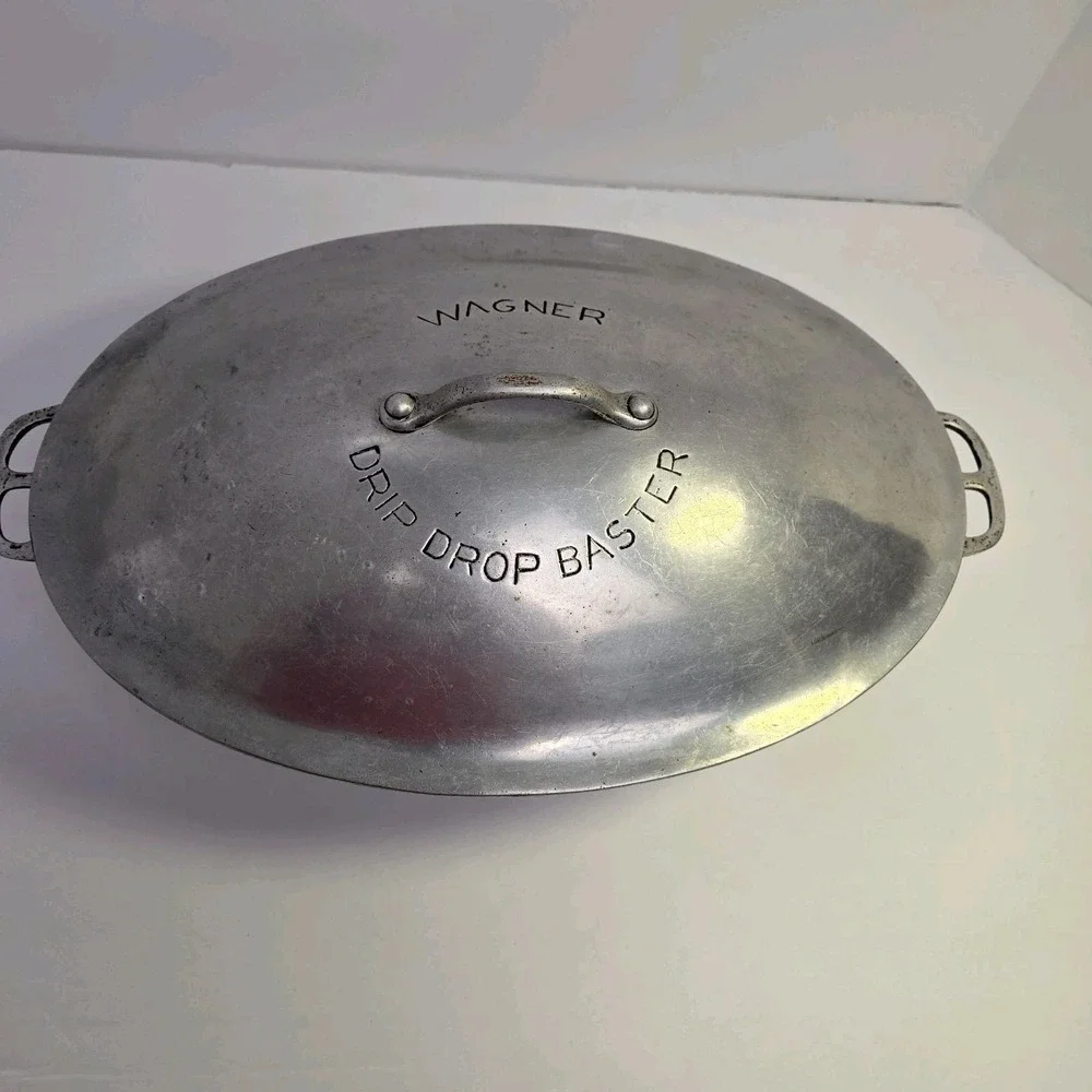Wagner Ware # 5 265 Oval Drip Drop Roaster Lid And Trivet Vtg Magna Lite USA